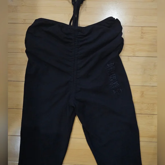 Dolls Kill Darker Wavs Fader V-Cut Washed Bell Bottoms Black Flare Leggings S - Picture 4 of 6